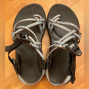 Chaco sandals. Mostly light blue. Size 5.